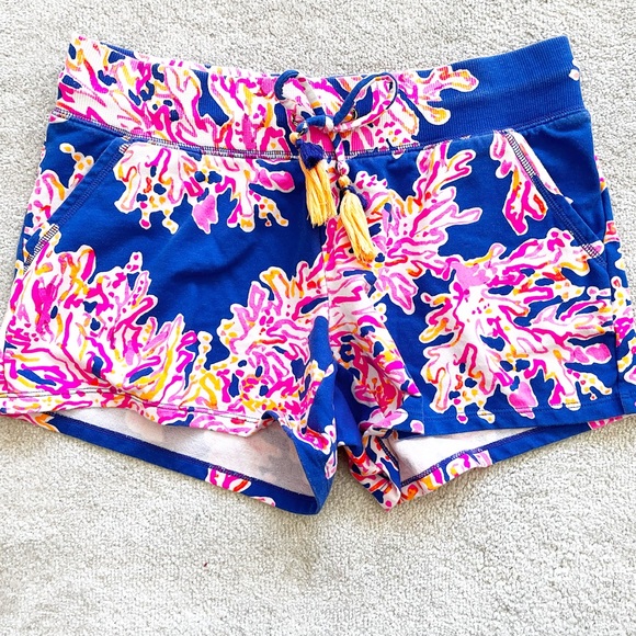 LILLY PULITZER Yasmin Short Brilliant Blue Size Small Preppy Pretty Comfy Cotton - Picture 10 of 10